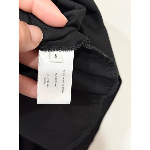 NWT Arias 100% Cotton Gathered Shoulder V-Neck Maxi Dress Black Women's Size 8 - Picture 5 of 5